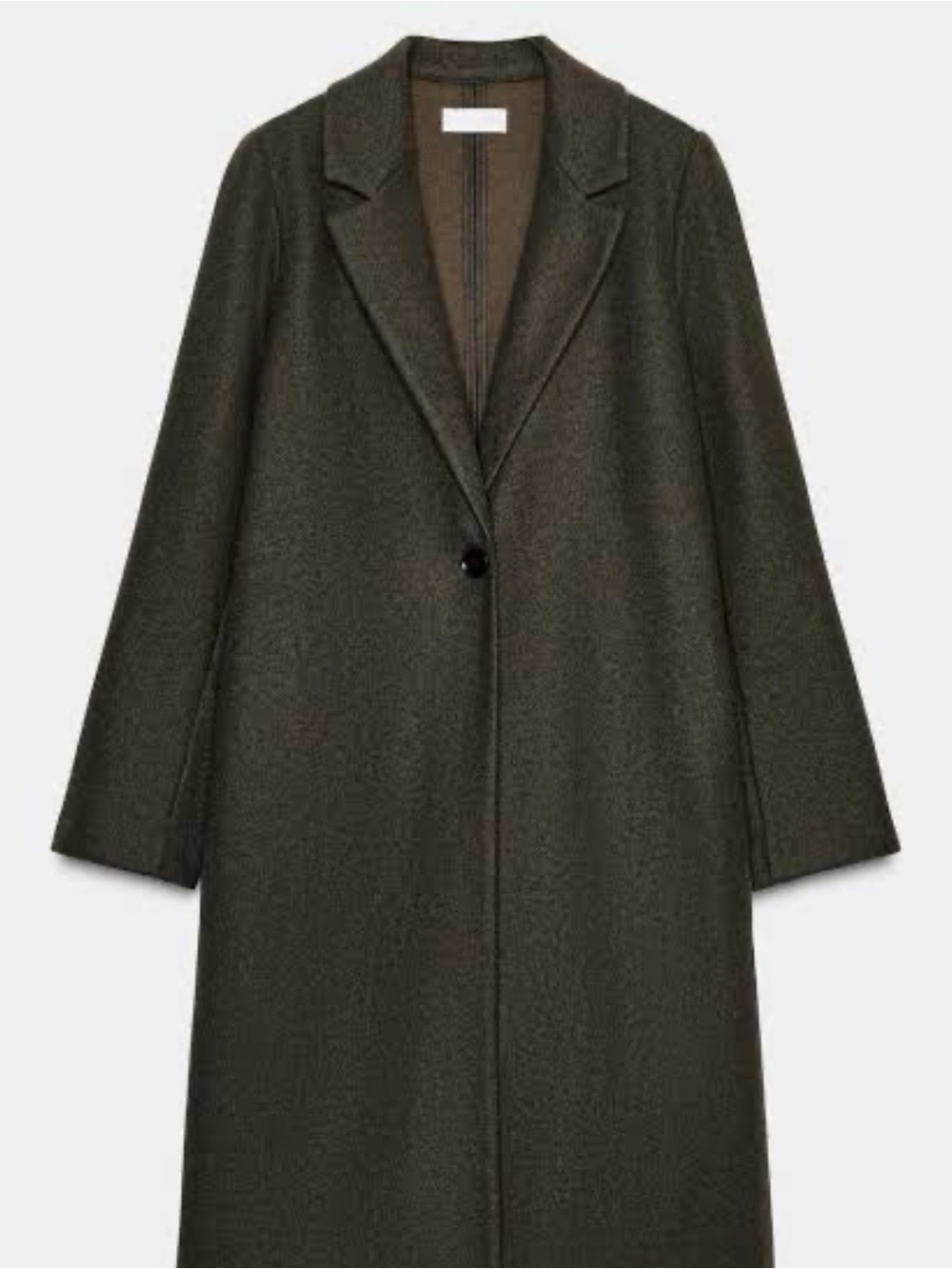 ZARA Women's Long Single-Button Wool Coat - Dark Olive (BROWN VIGORE) NWT